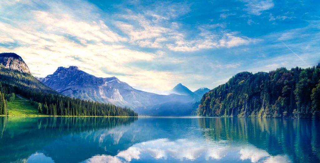 The mountain lake water forest