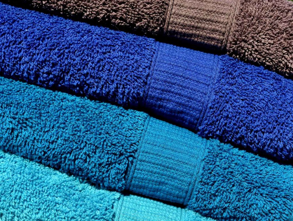 Colorful towels on board